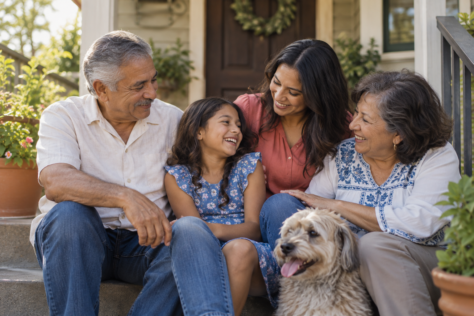 Familia latina compartiendo en comunidad